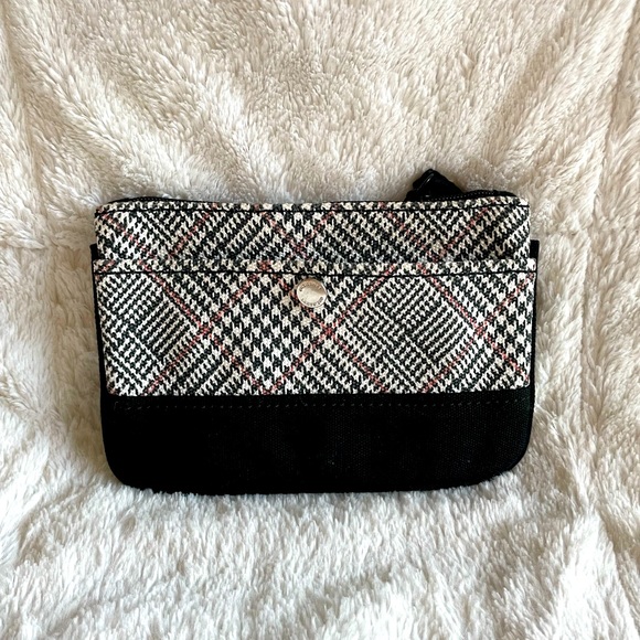 Lands' End Handbags - Black/white with red accent stripe wristlet. Outside button close slip pocket.
